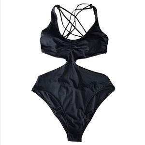 New without tag. Elegant Black Cutout One-Piece Swimsuit